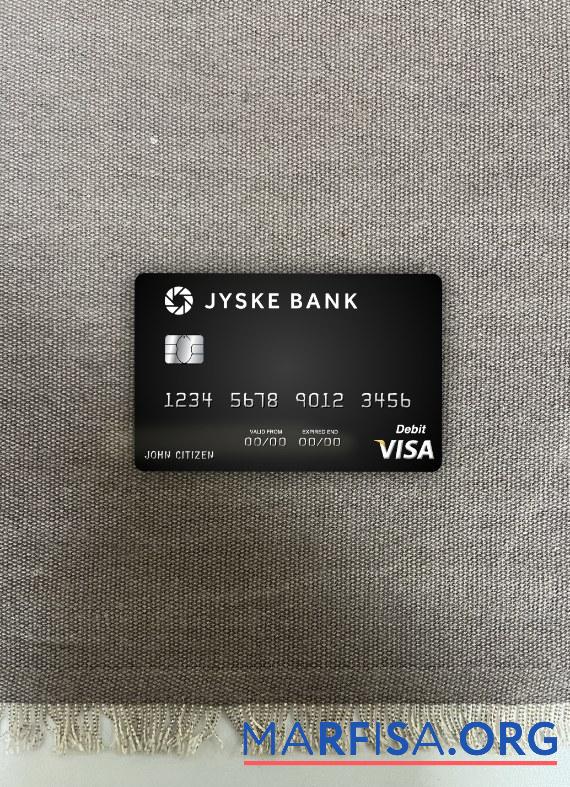Blank Denmark Jyske Bank visa debit card photolook front example